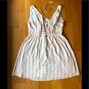 Pink & White striped dress - size M